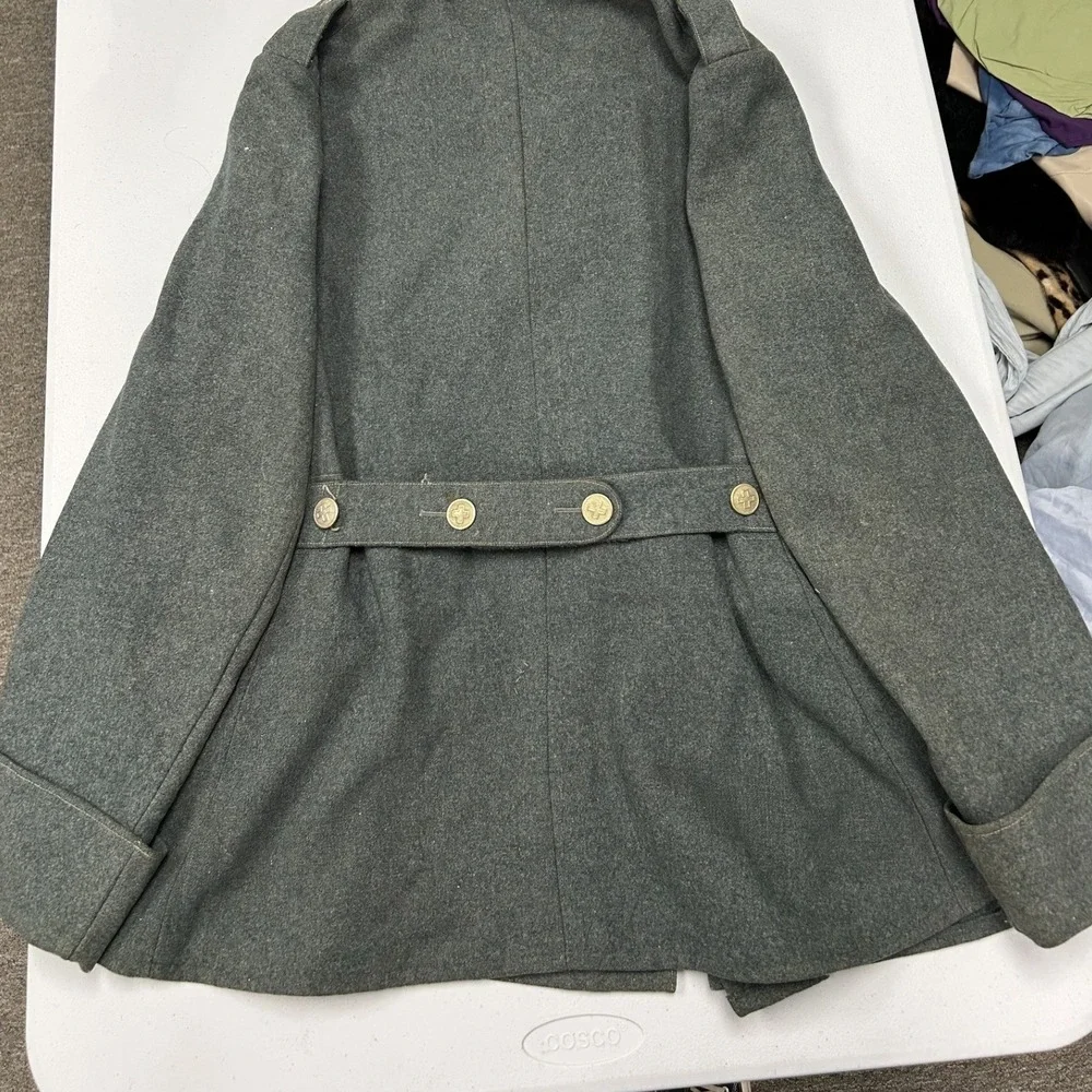 Swiss Military Pea Coat Mens 38 Gray Good Double Breasted Wool Field Jacket 50s